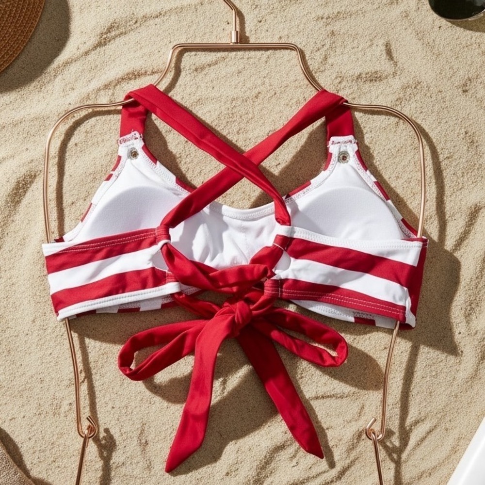 CUPSHE‎ Red & White Stripe Buttoned Bikini Set | NWT – SIZE S - Picture 9 of 11